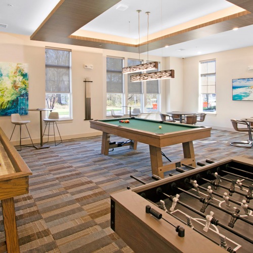 Game Room Game room with multiple games and tables for seating